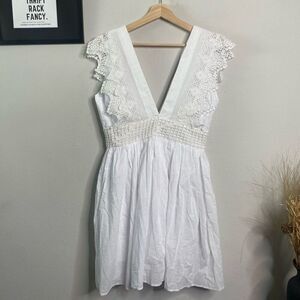 NEW Anthropologie Place Nationale Dress Lace Mini White Boho Dress‎ Size 2/M